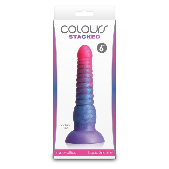 Dildo striat cu ventuza NS Novelties Colours Stacked albastru