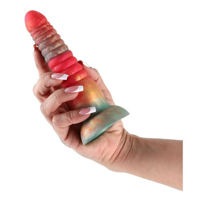 Dildo Striat cu Ventuza NS Novelties Colours Stacked, Rosu