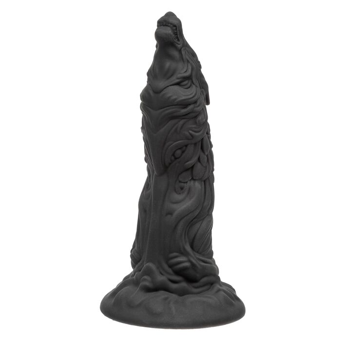 Dildo fantezie lup The Werewolf Dong CalExotics negru, vedere de ansamblu cu baza ventuza lata