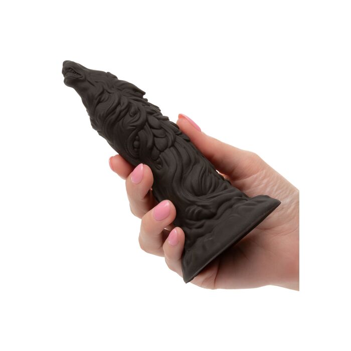 Dildo fantezie lup The Werewolf Dong CalExotics negru, vedere laterala cu textura blana