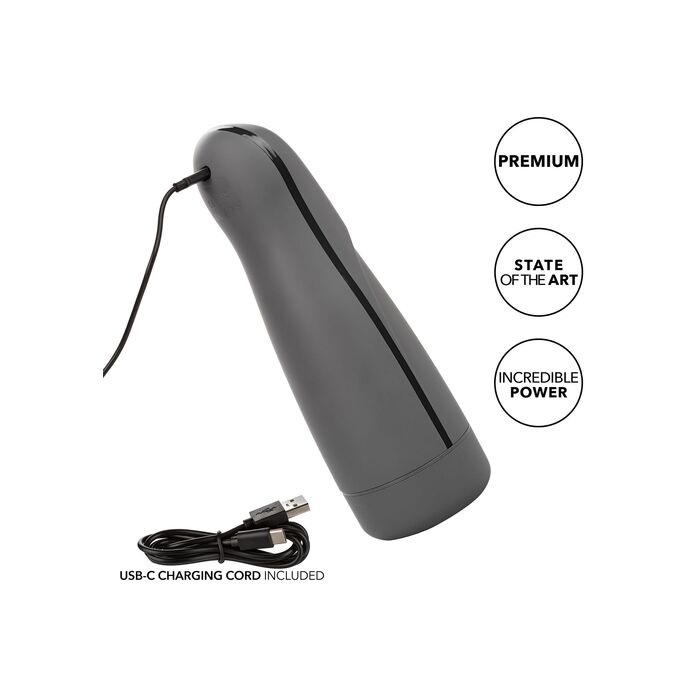 Masturbator automat cu vibratie si suctiune Milk Master CalExotics negru, vedere din spate