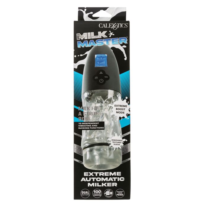 Masturbator automat transparent cu vibratie si suctiune Extreme Milker CalExotics, detaliu panou control digital