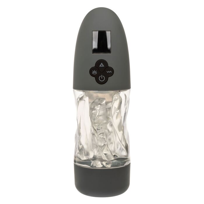 Masturbator automat transparent cu vibratie si suctiune Extreme Milker CalExotics, vedere laterala