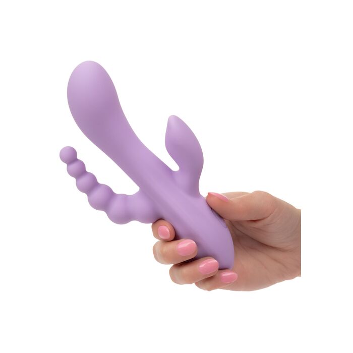 Vibrator triplu flexibil Bend and Hold Rumbler CalExotics mov, vedere completa