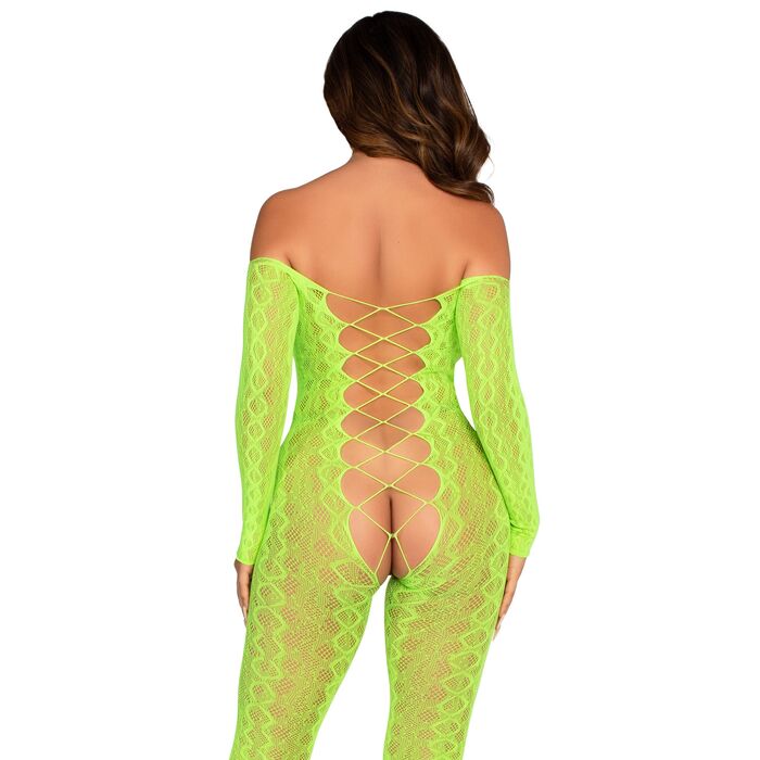 Body Dres Print Sarpe Leg Avenue, Verde Neon, S-L