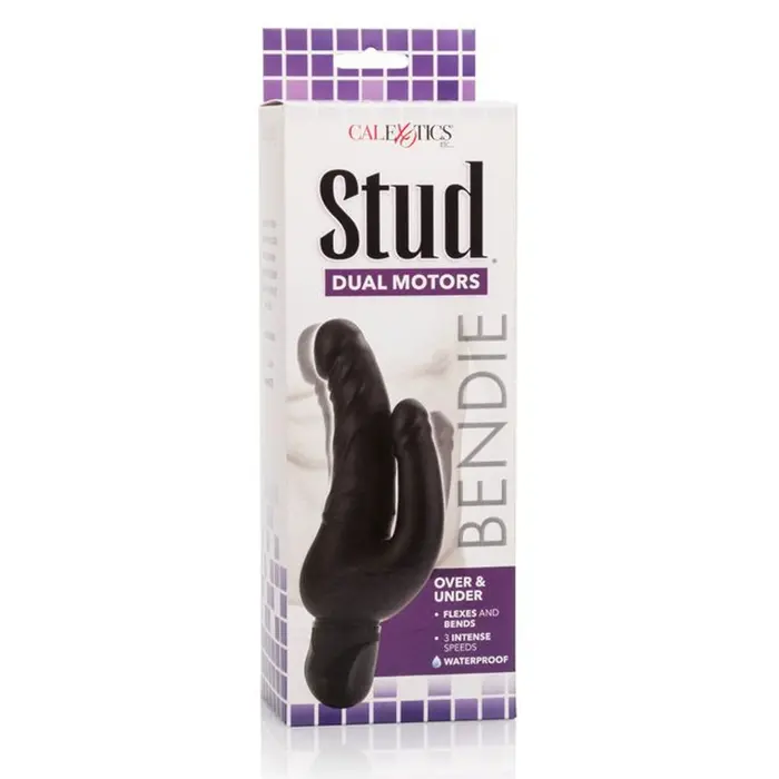 Vibrator Negru Dublu Bendie Stud Over & Under fata cutie