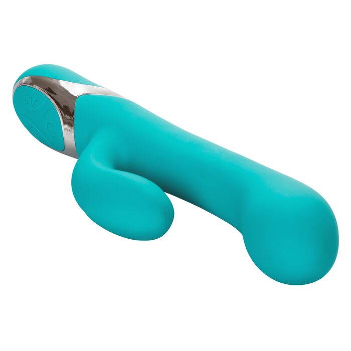 Vibrator Rabbit CalExotics Enchanted Lover, Turcoaz, 12 Vibratii, 4 Rotatii prim plan