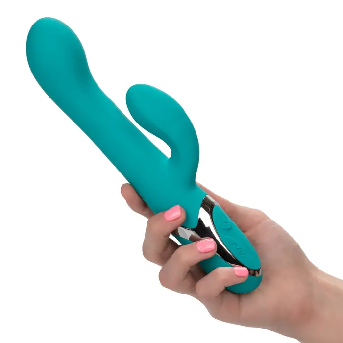 Vibrator Rabbit CalExotics Enchanted Lover, Turcoaz, 12 Vibratii, 4 Rotatii detaliu