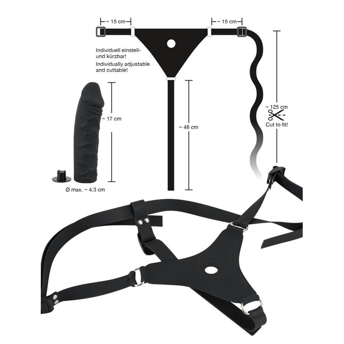 Strapon pentru femei negru - Silicone Strap-on, You2Toys dimensiuni, detalii si montaj