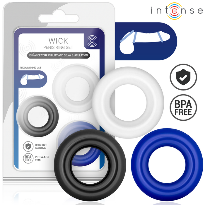 Setul Intense Wick, cele 3 inele colorate in ambalajul original