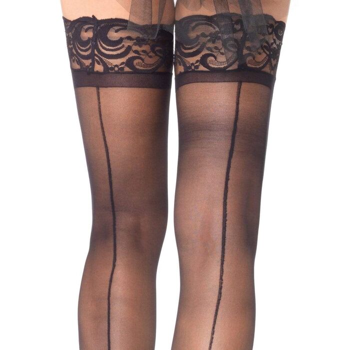 Ciorapi Autofixanti Leg Avenue cu Cusatura Vintage detaliu