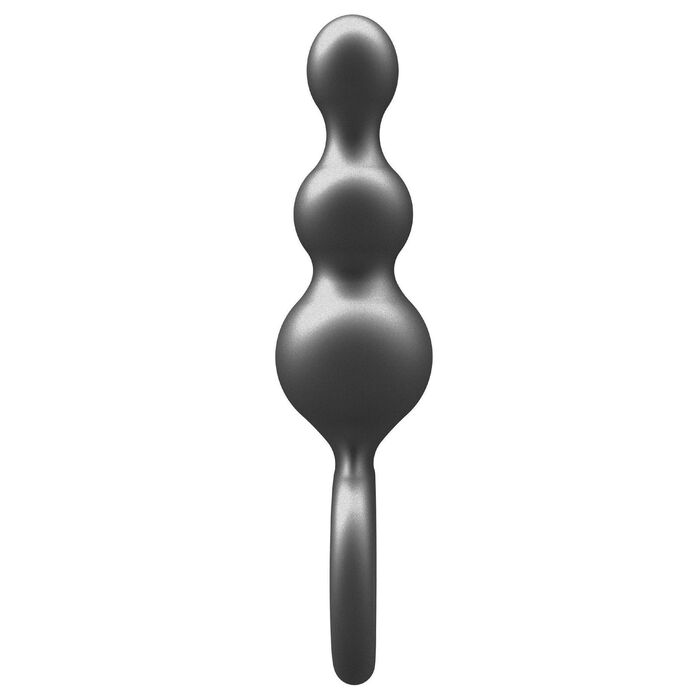 Bile Anale din Silicon cu Finisaj Metalizat The Stuffer ToyJoy, Gri vedere spate
