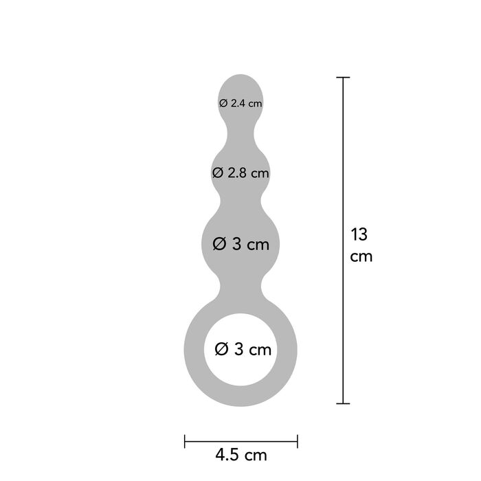 Bile Anale din Silicon cu Finisaj Metalizat The Stuffer ToyJoy, Gri dimensiuni