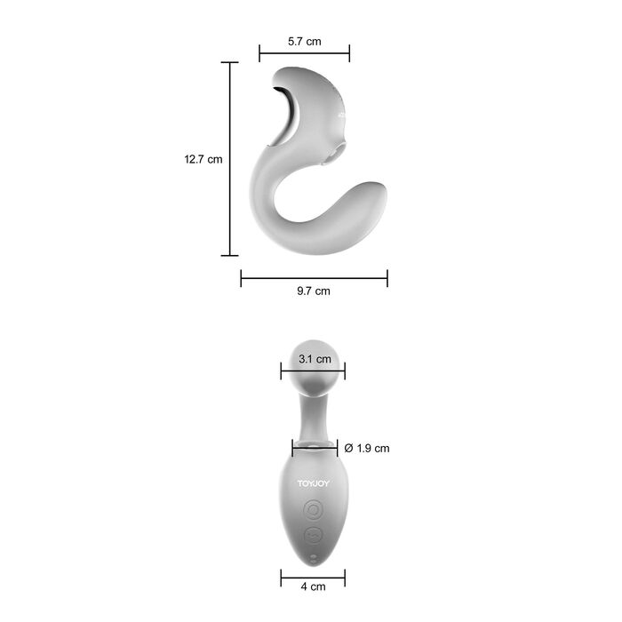 Vibrator Clitoridian cu suctiune Twist ToyJoy, Roz dimensiuni