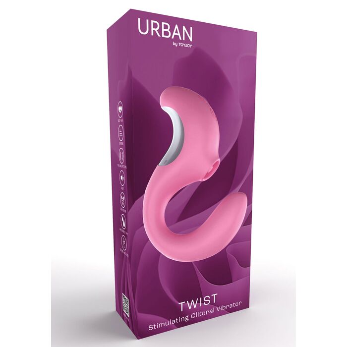Vibrator clitoridian Twist ToyJoy roz, detaliu forma C