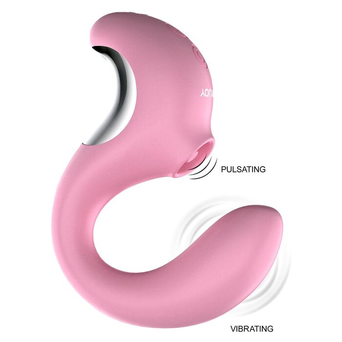 Vibrator Clitoridian cu suctiune Twist ToyJoy, Roz cu vibratii si pulsatii