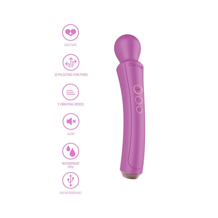Aparat de masaj Curved Wand Xocoon fucsia, vedere laterala