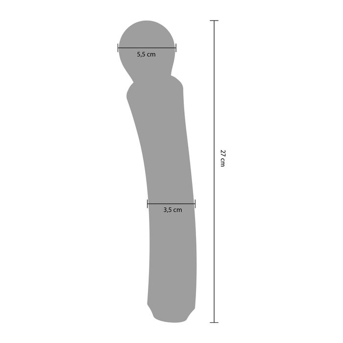 Aparat de masaj Curved Wand Xocoon fucsia, dimensiuni comparative