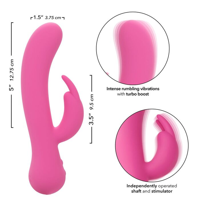 Vibrator CalExotics Rechargeable Bunny - Roz dimensiuni