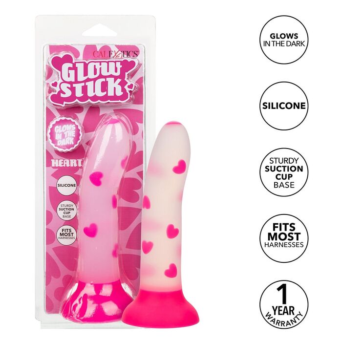 Dildo cu Ventuza Glow Stick Heart CalExotics, Fosforescent