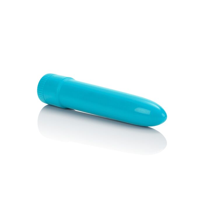 Vibrator clasic neon CalExotics albastru, detaliu baza cu rotire