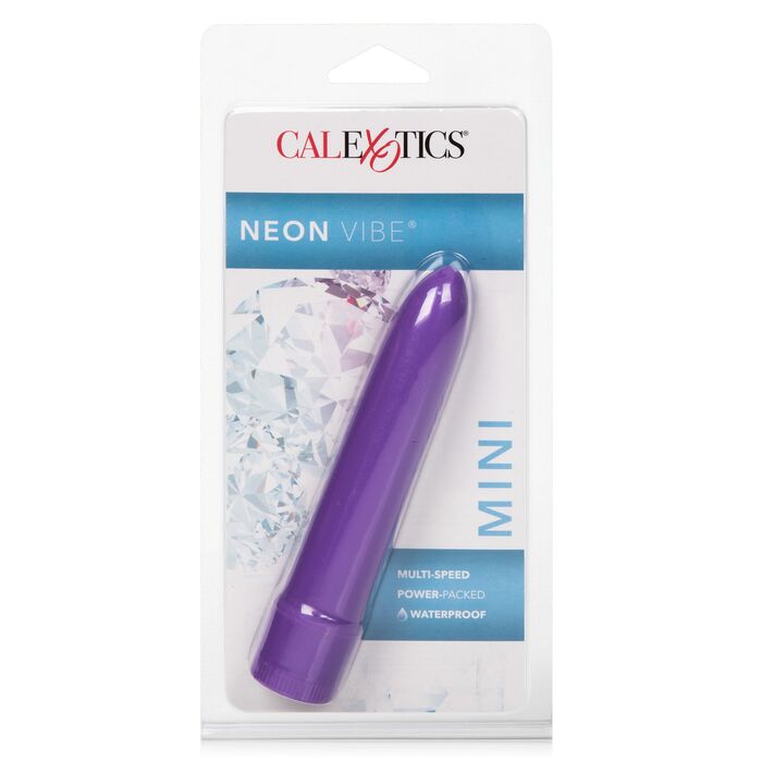 Vibrator clasic neon CalExotics mov, detaliu varf conic