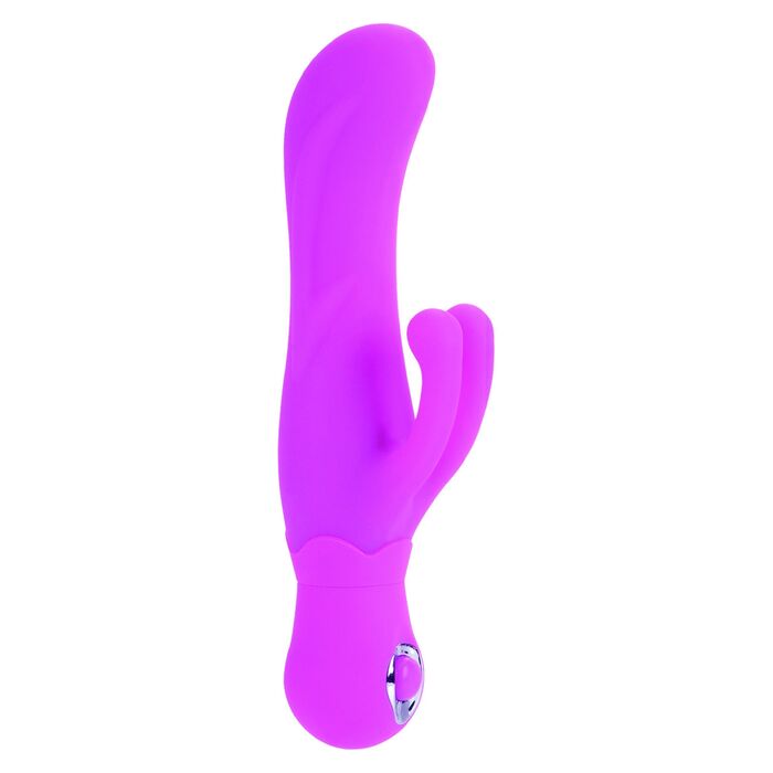 Vibrator rabbit Double Dancer Posh CalExotics roz, vedere completa cu urechi de iepuras