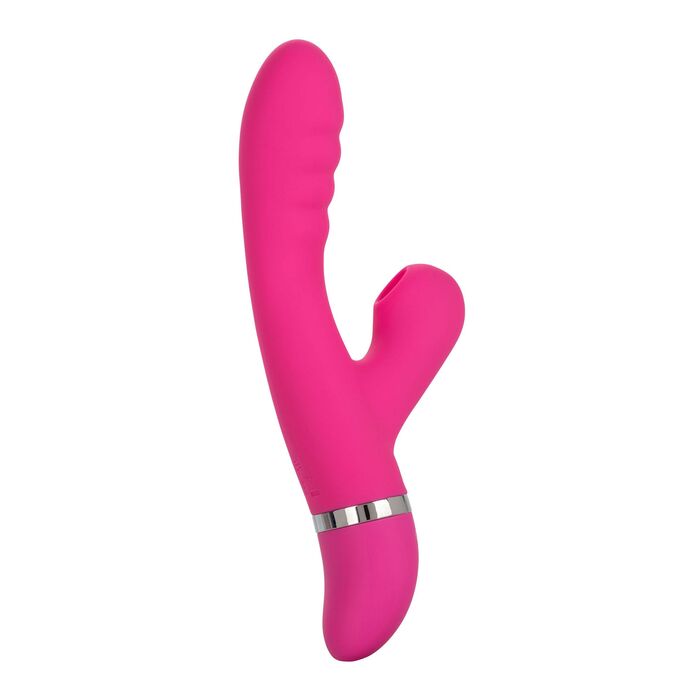 Vibrator rabbit Foreplay Frenzy Pucker CalExotics roz, vedere completa din alt unghi
