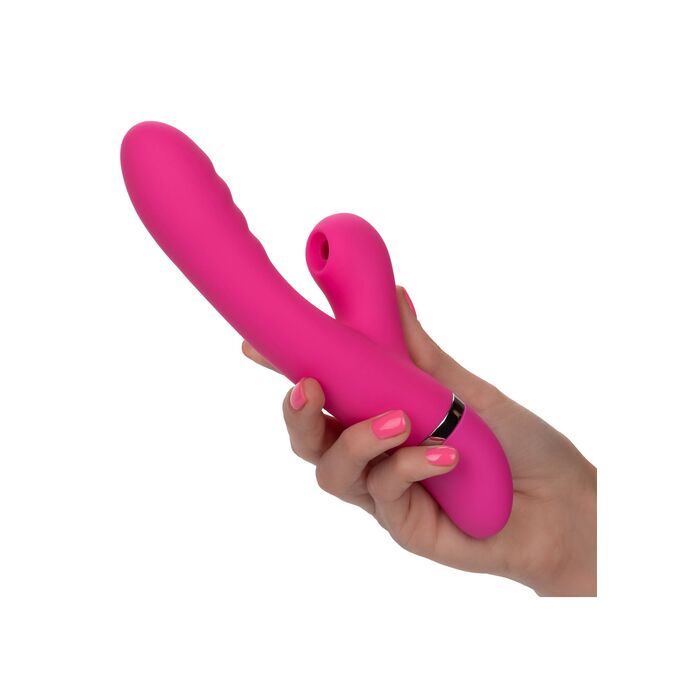 Vibrator rabbit Foreplay Frenzy Pucker CalExotics roz, stropi de apa, demonstratie waterproof