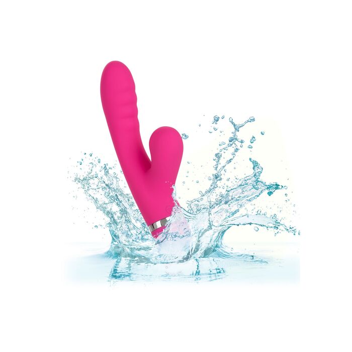 Vibrator rabbit Foreplay Frenzy Pucker CalExotics roz, tinut in mana pentru scara dimensiunii