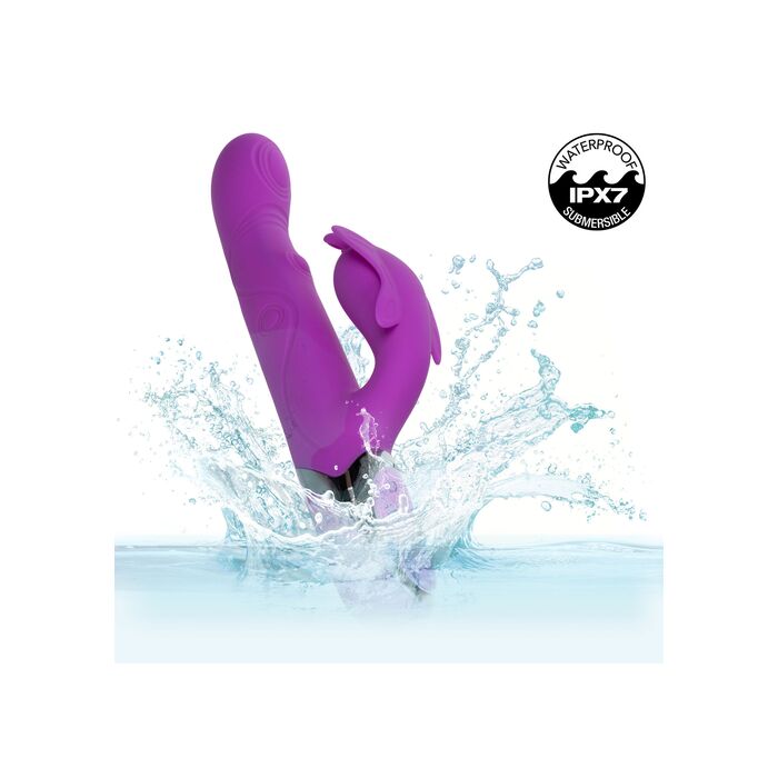 Vibrator rabbit Enchanted Throbbing Butterfly CalExotics mov, stropi de apa, demonstratie waterproof