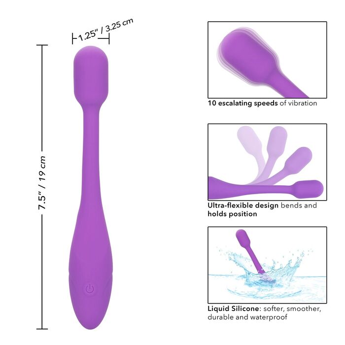 Vibrator Flexibil cu Cap Ferm Bliss Flex-O-Teaser CalExotics, Violet dimensiuni