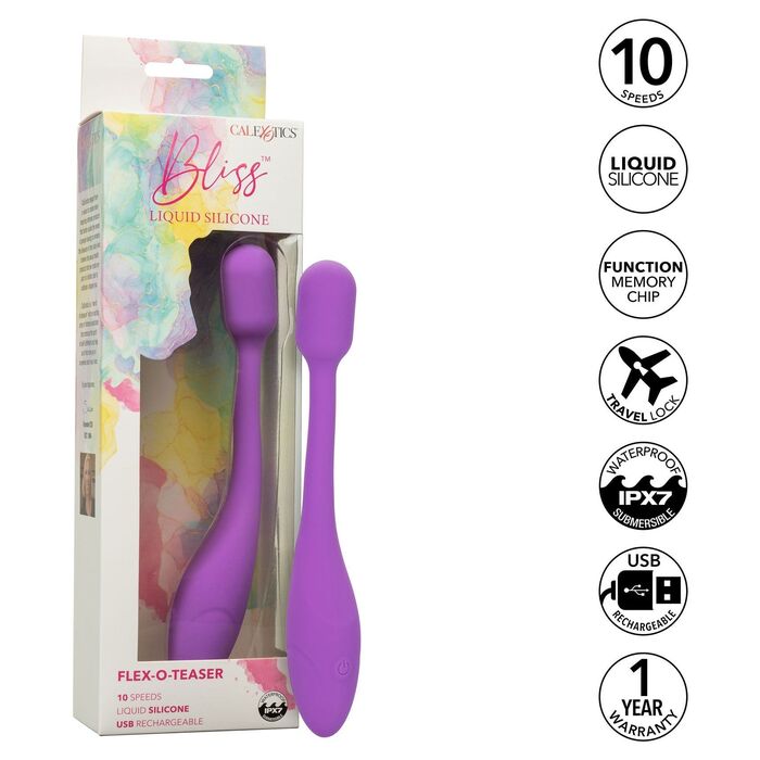 Vibrator Flexibil cu Cap Ferm Bliss Flex-O-Teaser CalExotics, Violet