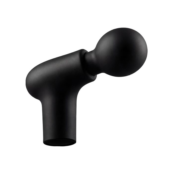 Aparat de masaj cu percutie Power Gun Caresse negru, vedere completa cu cap sferic si maner tip pistol