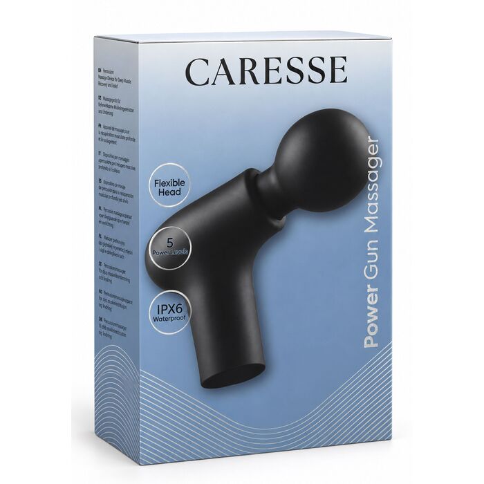 Aparat de masaj cu percutie Power Gun Caresse negru, cutia originala Caresse Power Gun Massager
