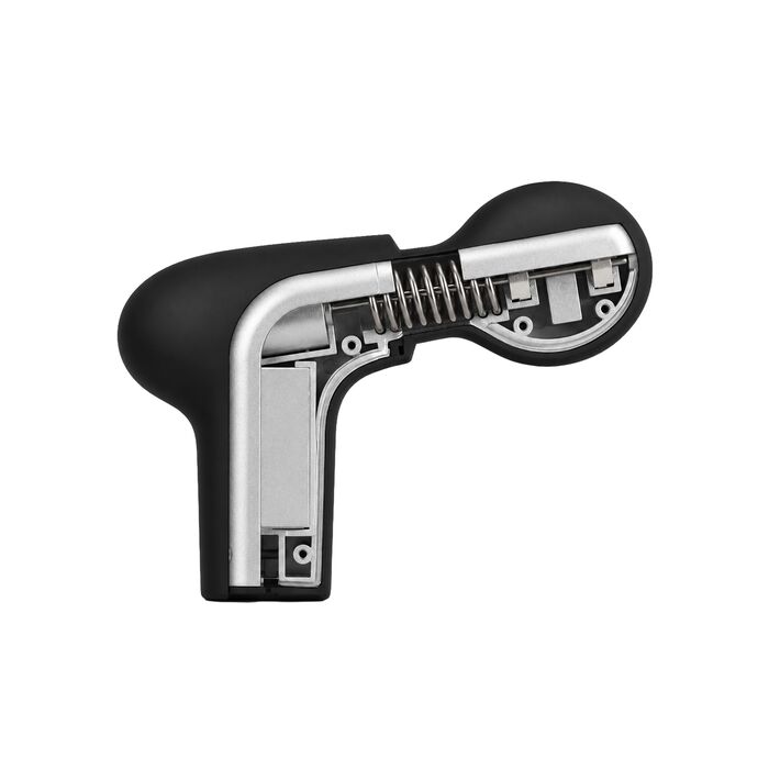 Aparat de masaj cu percutie Power Gun Caresse negru, diagrama interna cu motor si arc de percutie
