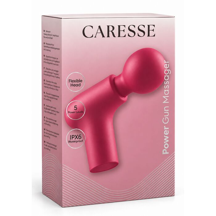 Aparat de masaj cu percutie Power Gun Caresse rosu, cutia originala Caresse Power Gun Massager