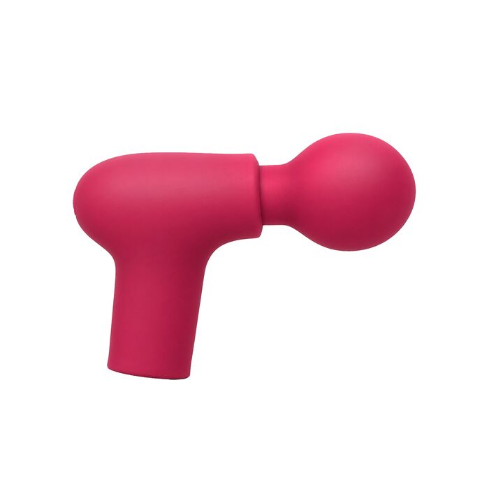 Aparat de masaj cu percutie Power Gun Caresse rosu, vedere din alt unghi cu capul flexibil
