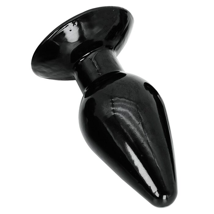 Dop anal clasic Extreme Hidden Desire negru, vedere din unghi, baza lata vizibila