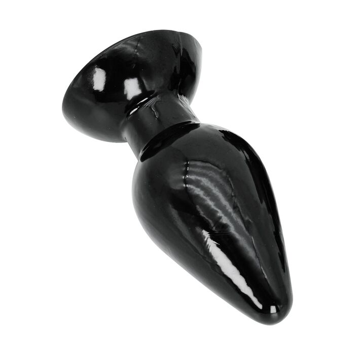 Dop anal clasic Extreme Hidden Desire negru, vedere din unghi, baza lata vizibila