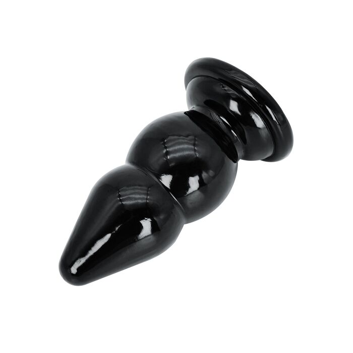 Dop anal dublu bulb Extreme Hidden Desire negru, vedere din unghi, baza lata vizibila