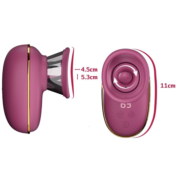 Stimulator Clitoridian cu Limba si Vacuum Licking Automatic Pump She.E.O, Roz dimensiuni
