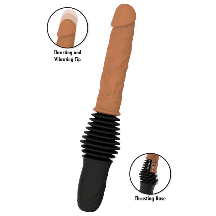Vibrator realist cu dubla impingere Inferno Hidden Desire natural, detaliu varf cu impingere si vibratie