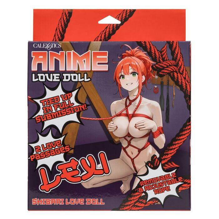 Papusa gonflabila anime Shibari Lexi CalExotics, cutia originala Anime Love Doll cu tematica shibari