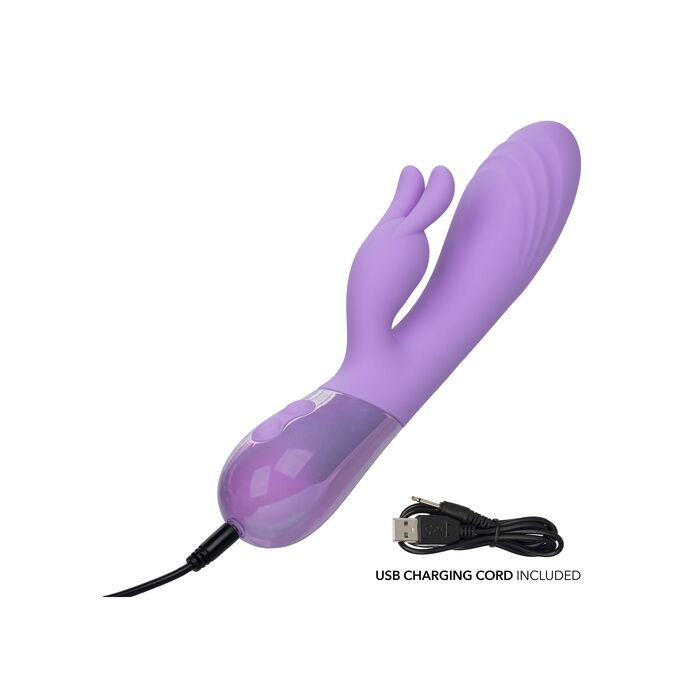 Vibrator rabbit Dual Bunny Aura CalExotics mov, detaliu port de incarcare USB