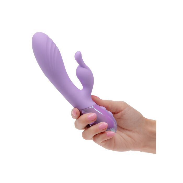 Vibrator rabbit Dual Bunny Aura CalExotics mov, dimensiuni comparative