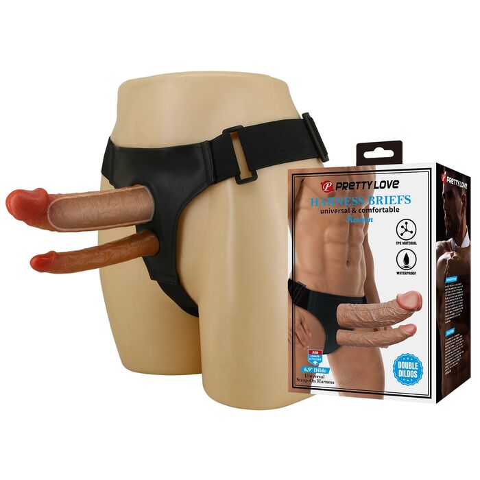 Strapon cu Dildo Dublu Pretty Love Keaven Harness Briefs