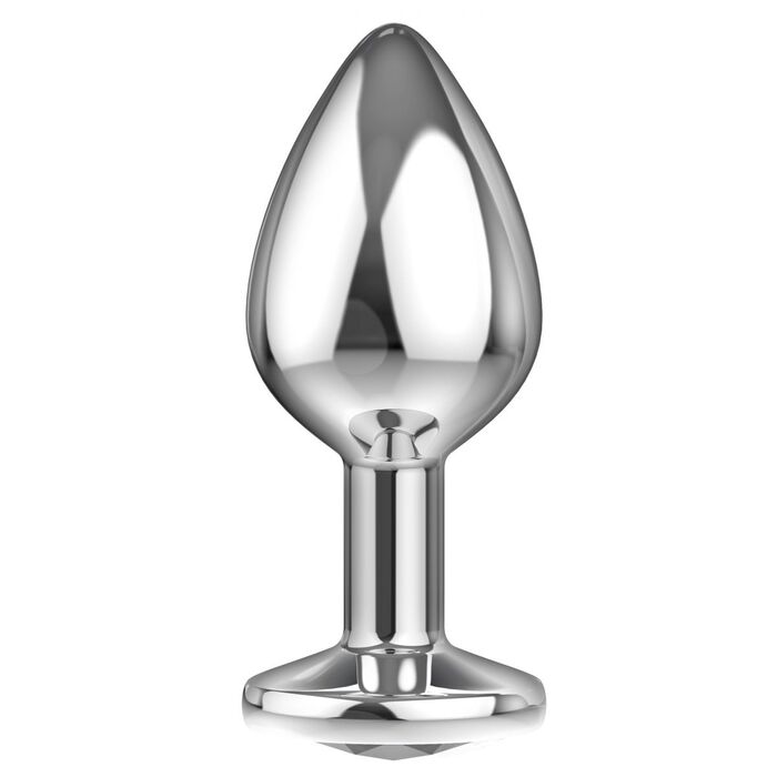 LOLA, Plug anal mare din argint Diamond Clear Sparkle Large cu cristal transparent - 8 cm prim plan