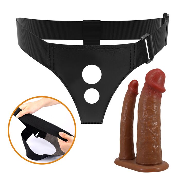 Strapon cu Dildo Dublu Pretty Love Keaven Harness Briefs componente