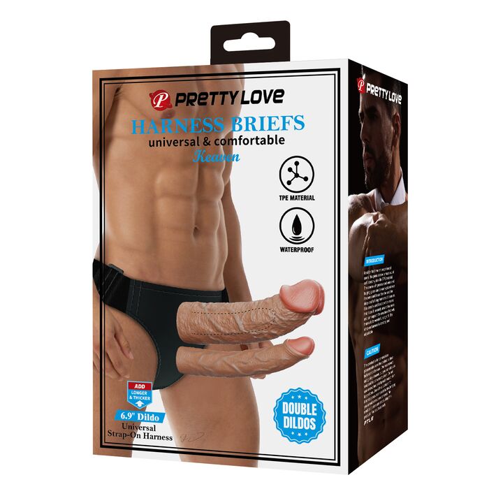 Strapon cu Dildo Dublu Pretty Love Keaven Harness Briefs cutia
